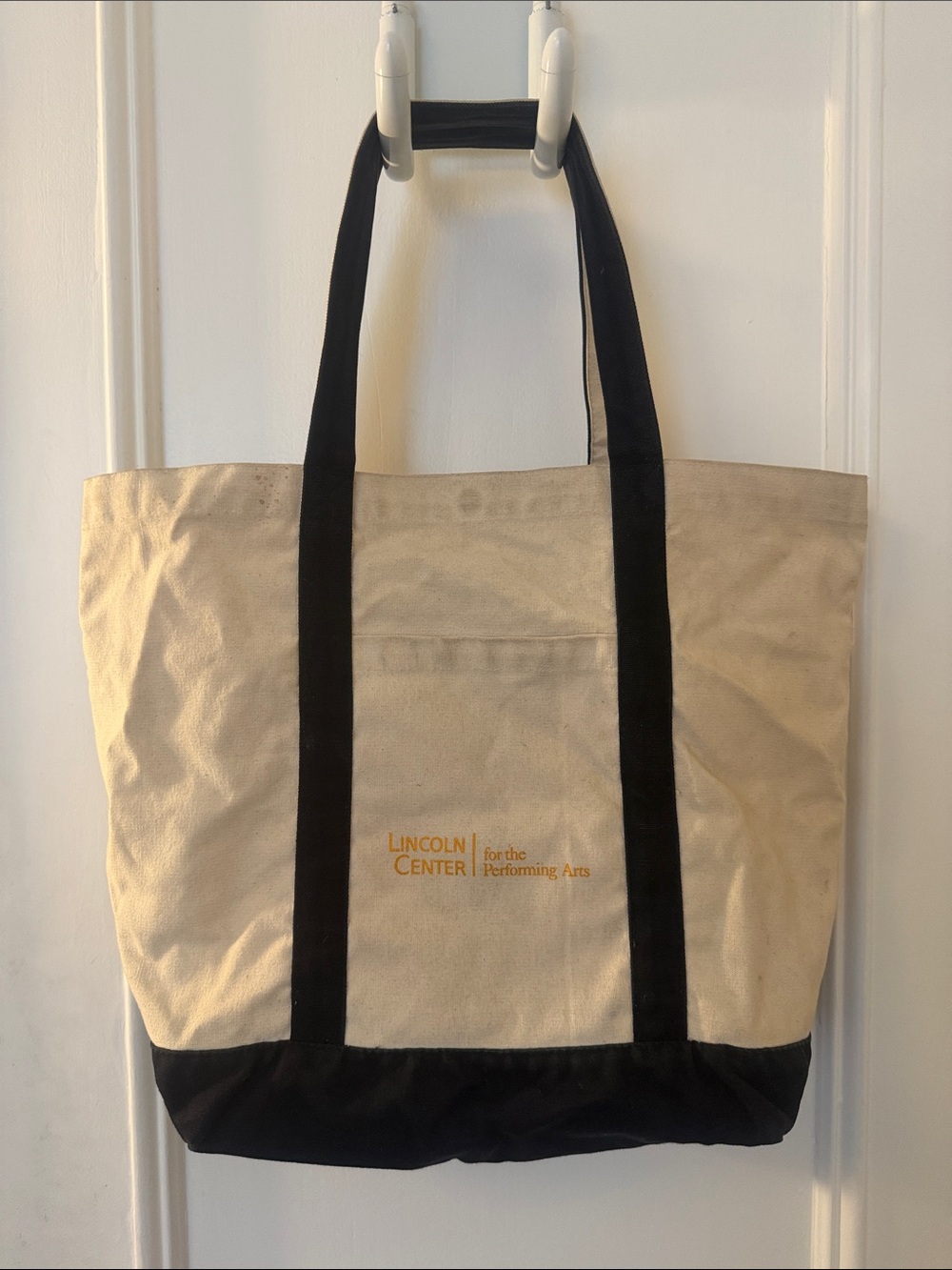 NYC Lincoln Center Canvas Tote Bag in Cream and Black